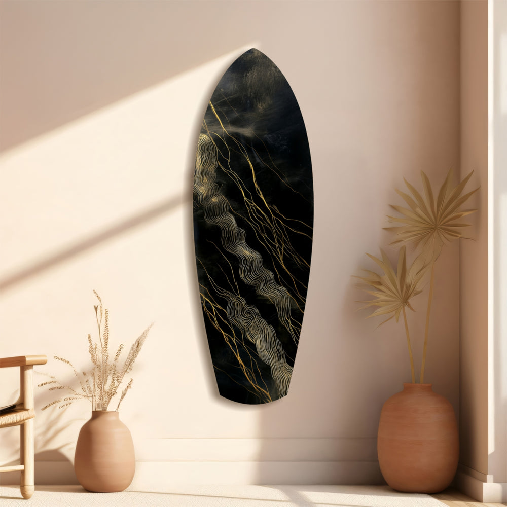 Golden Waves Glass Wall Art.