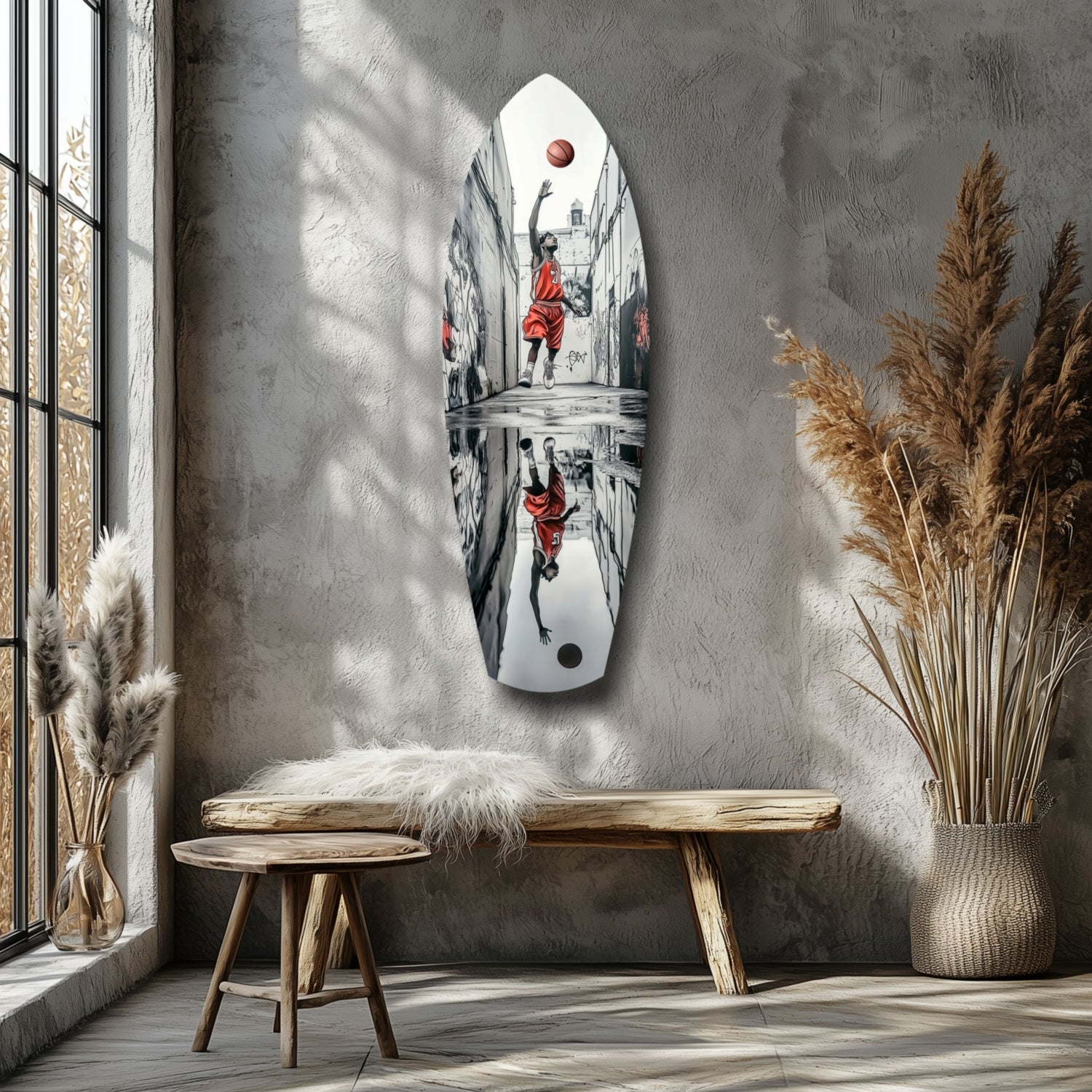 Street Basketball Glass Wall Art.