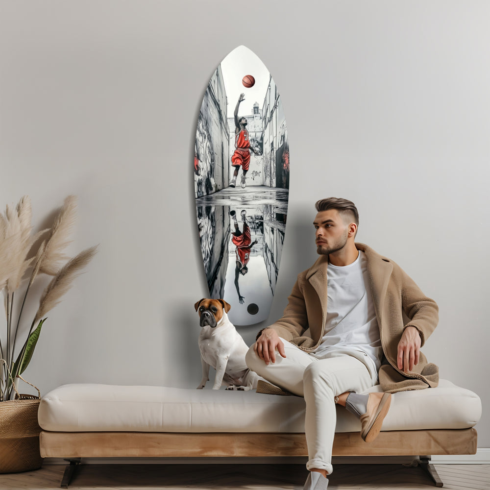 Street Basketball Glass Wall Art.