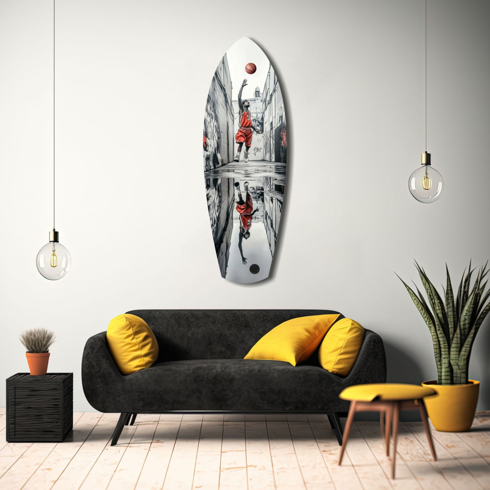 Street Basketball Glass Wall Art.