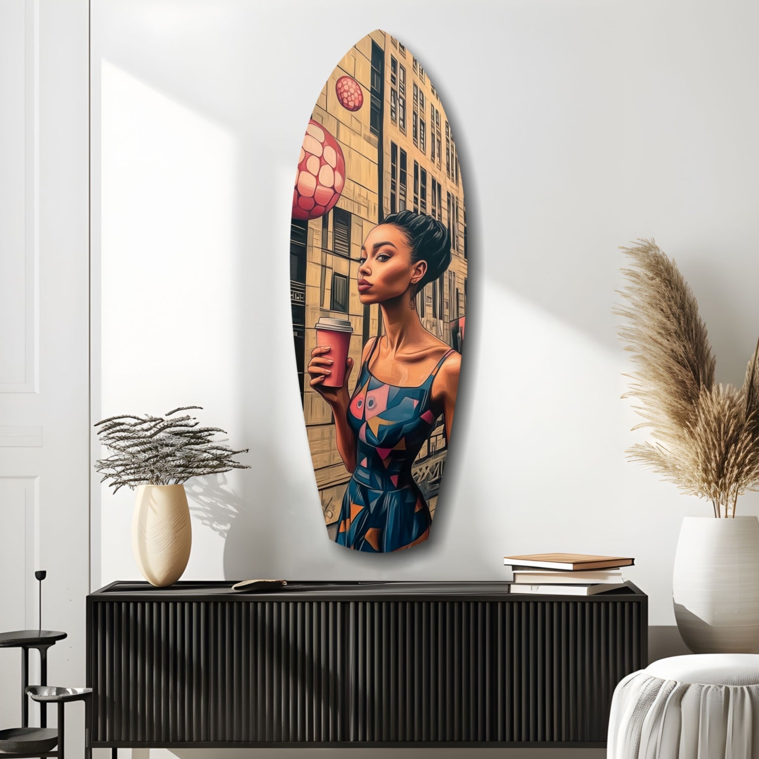 Modern City Life Glass Wall Art.