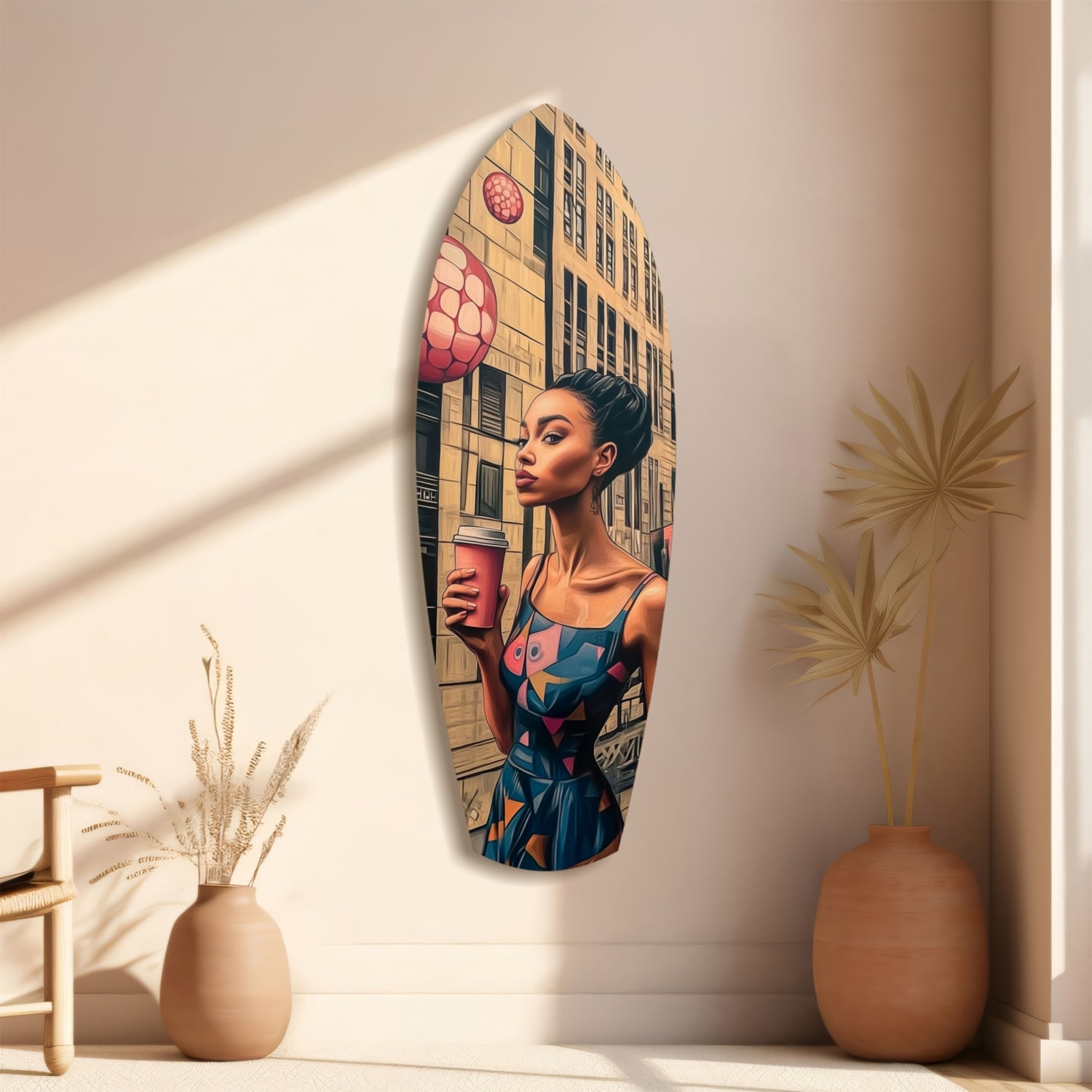 Modern City Life Glass Wall Art.