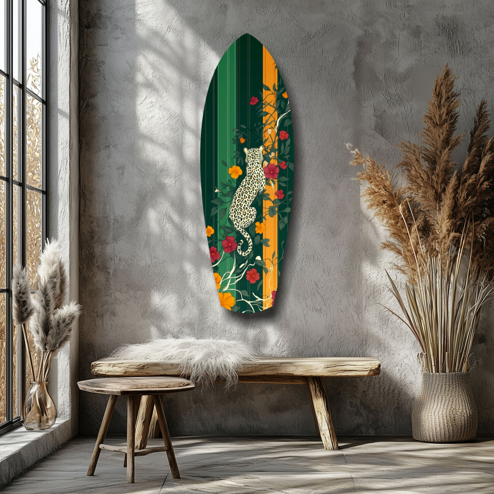 Tiger in the Jungle Glass Wall Art.