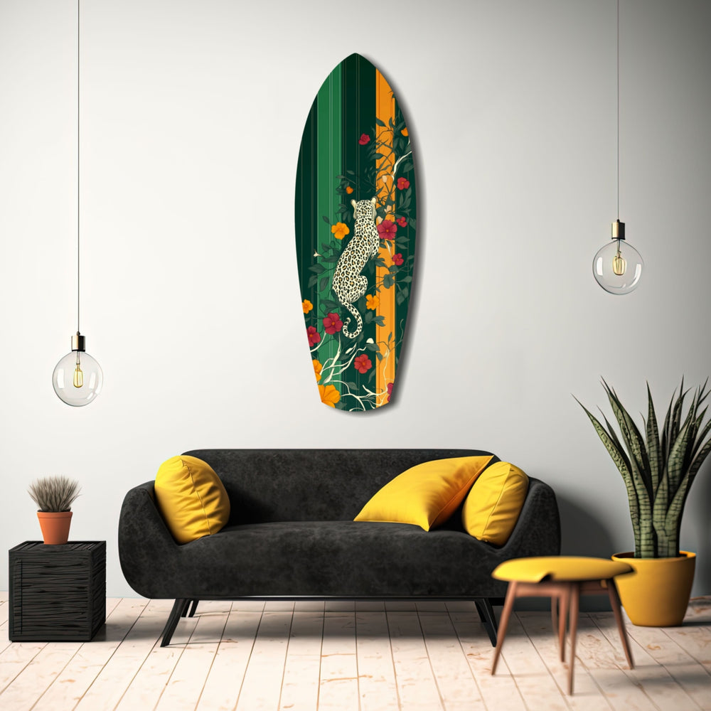 Tiger in the Jungle Glass Wall Art.