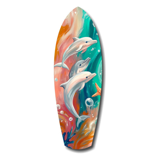 Dolphin Family Glass Wall Art.
