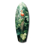 Tropical Flamingo Haven Glass Wall Art.