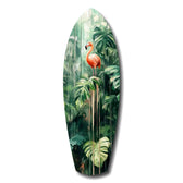 Tropical Flamingo Haven Glass Wall Art.