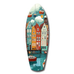 Cute Coastal Village Glass Wall Art.