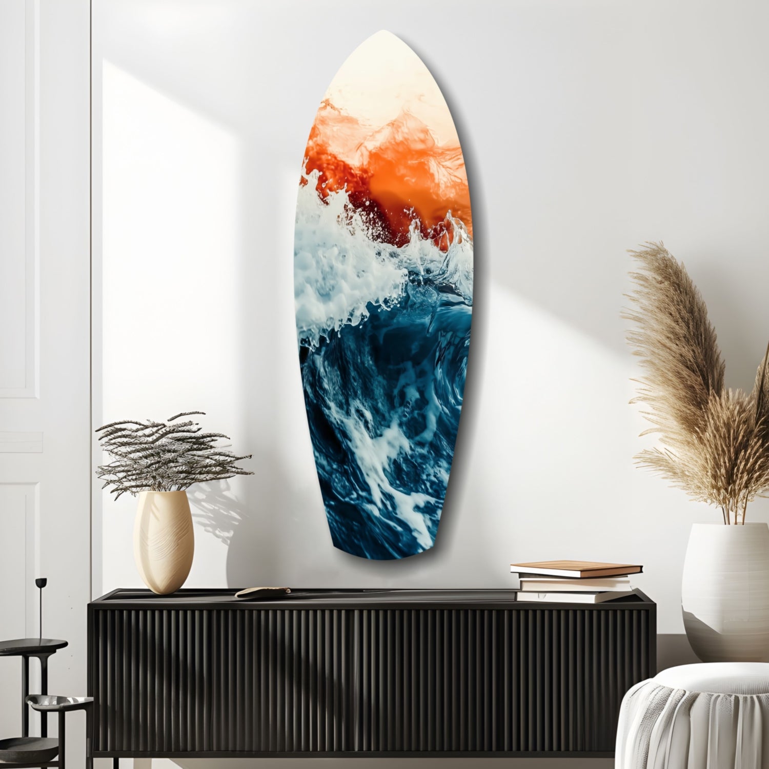 Colors of the Sunset in the Ocean Glass Wall Art.