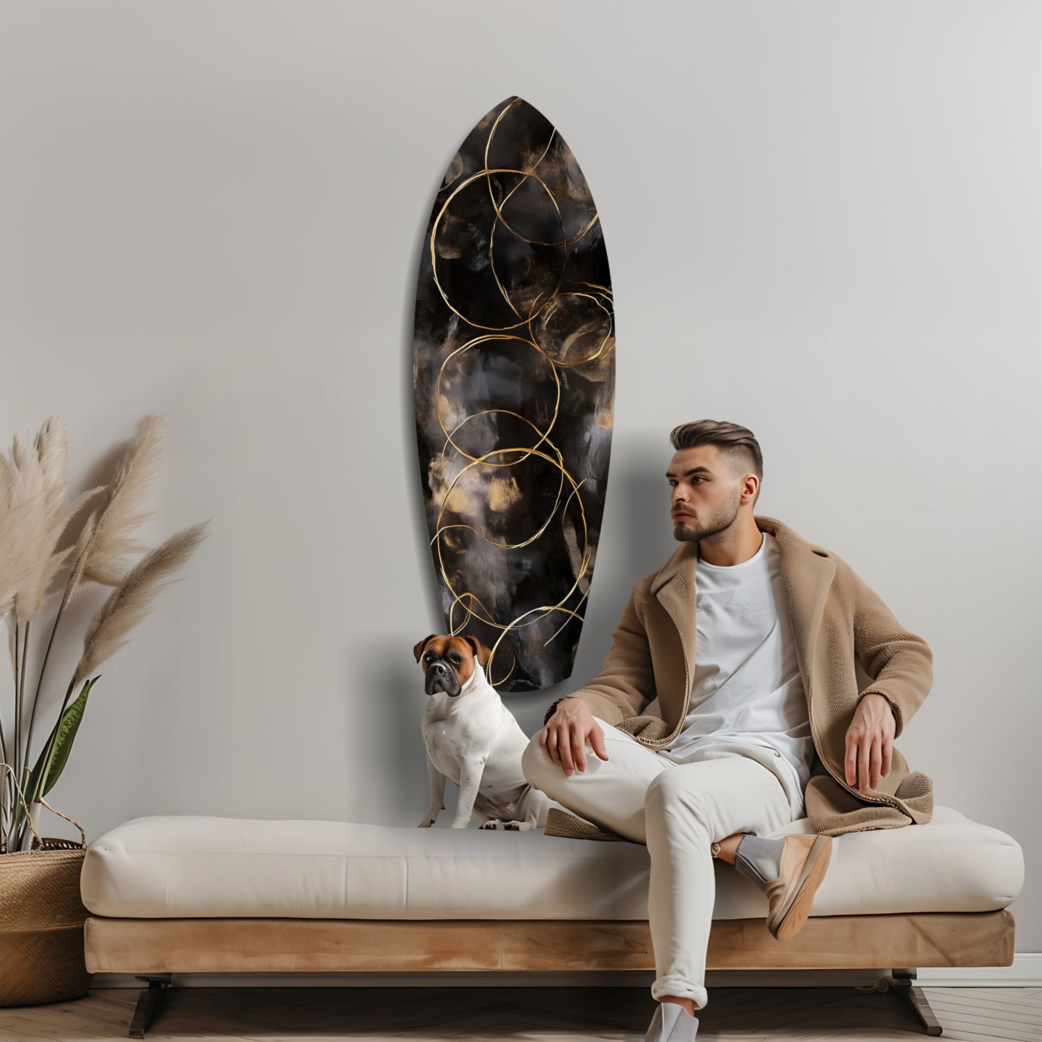 Golden Circles Glass Wall Art.