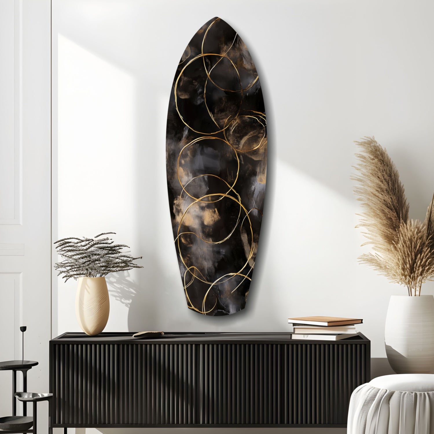 Golden Circles Glass Wall Art.