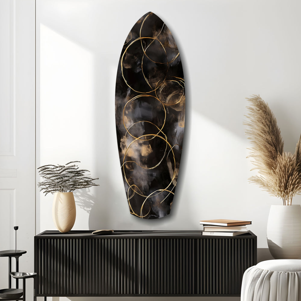 Golden Circles Glass Wall Art.