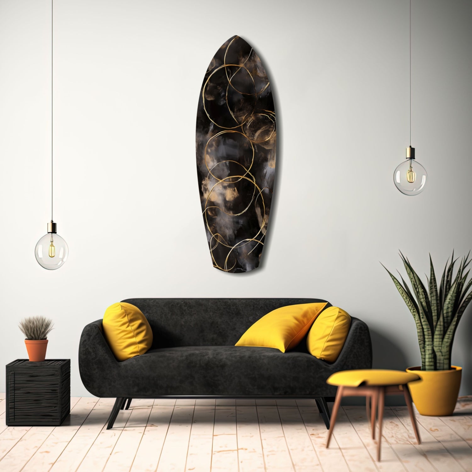 Golden Circles Glass Wall Art.