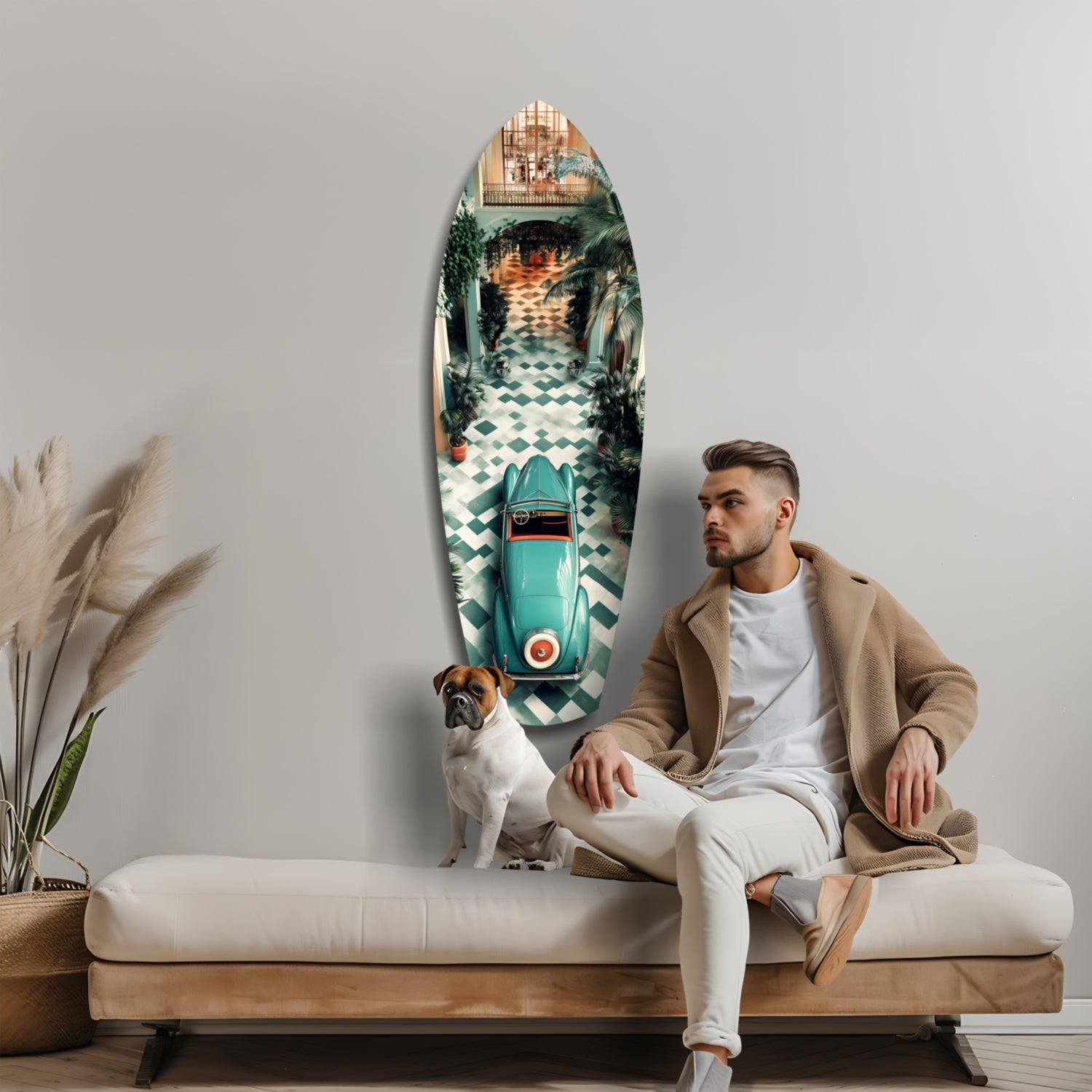 50s Vintage Garage Glass Wall Art.