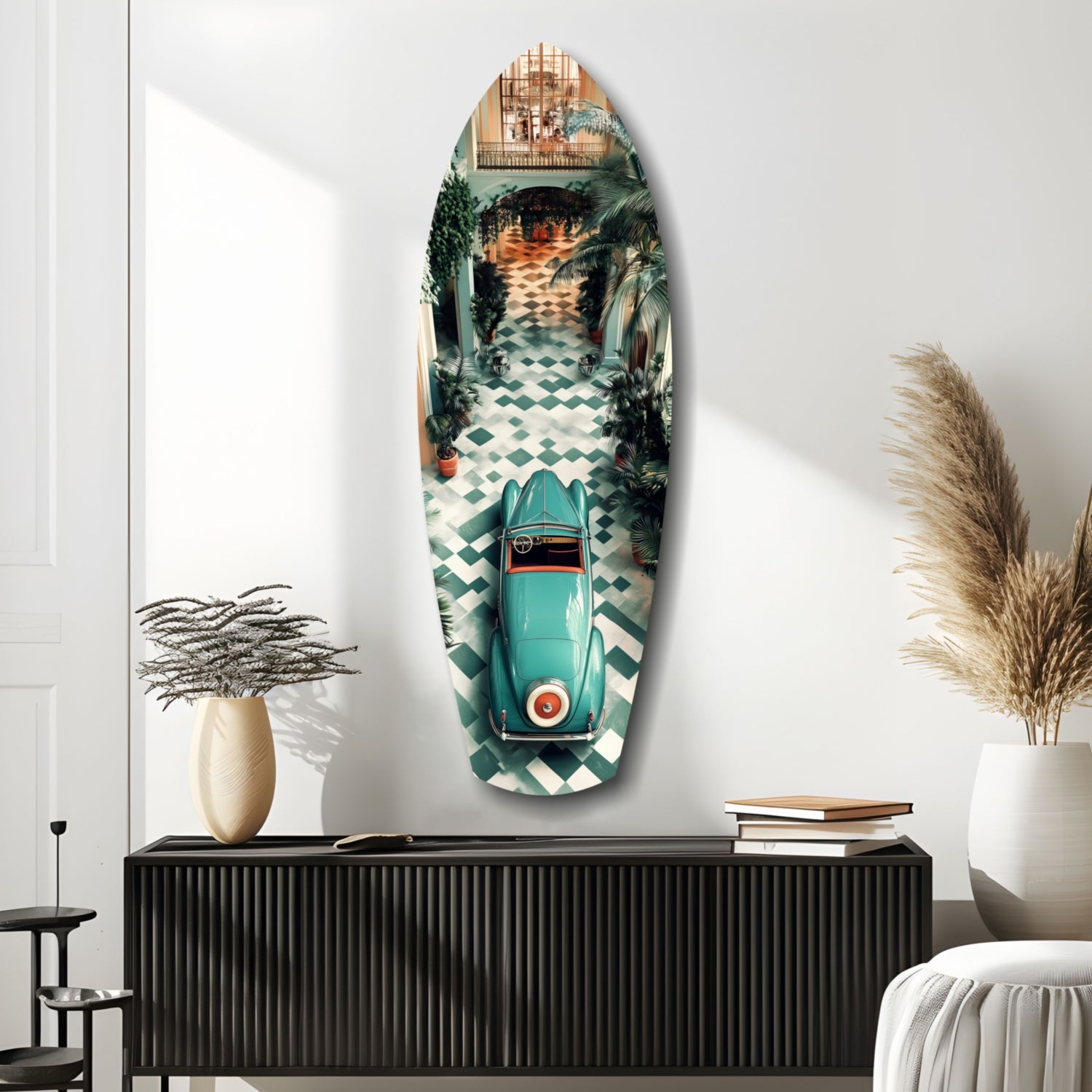 50s Vintage Garage Glass Wall Art.