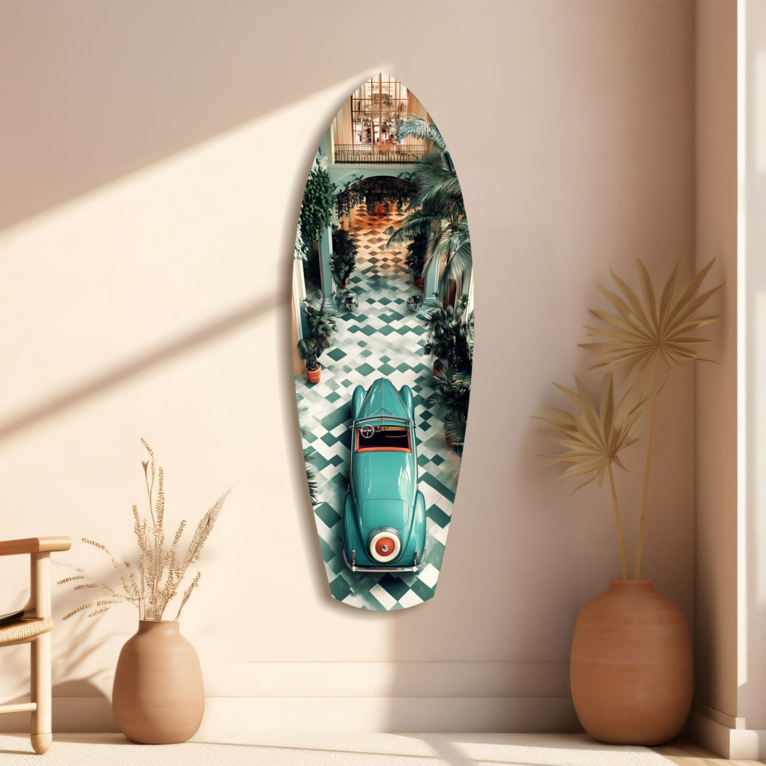 50s Vintage Garage Glass Wall Art.