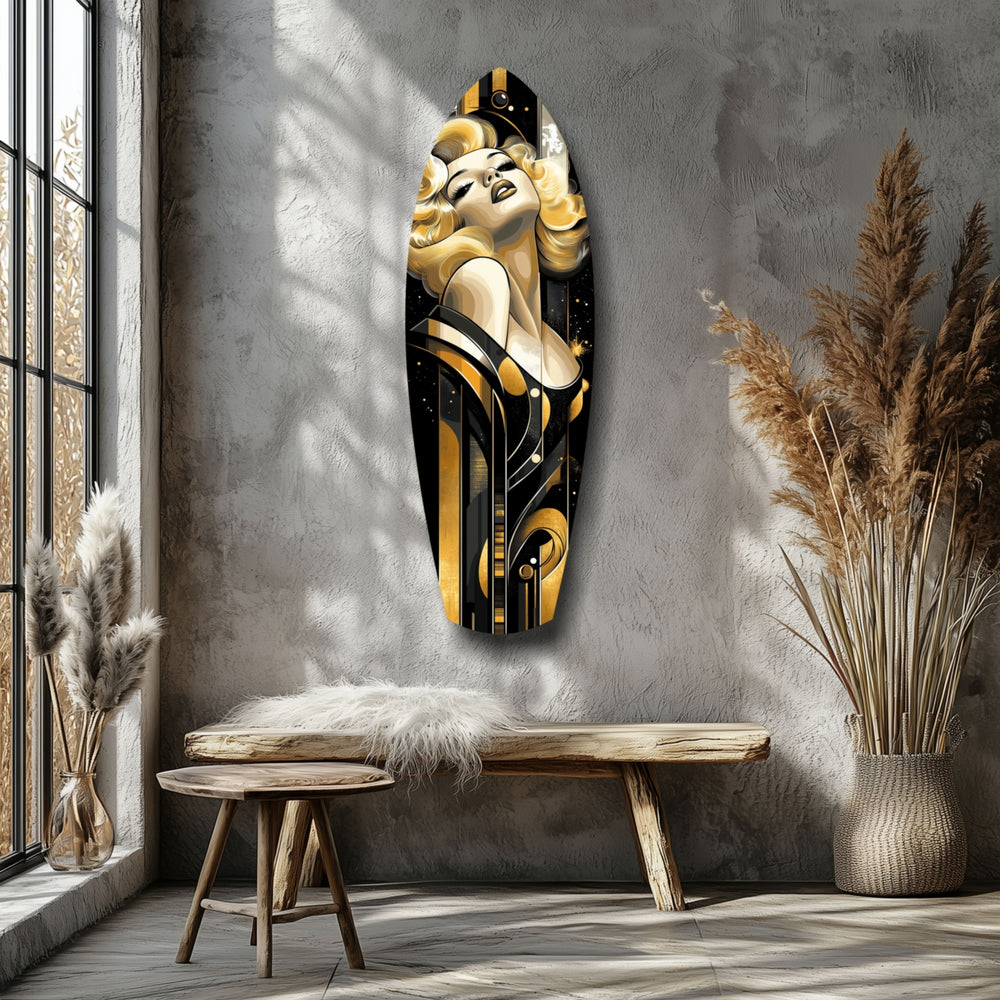 Golden Marilyn Monroe Glass Wall Art.