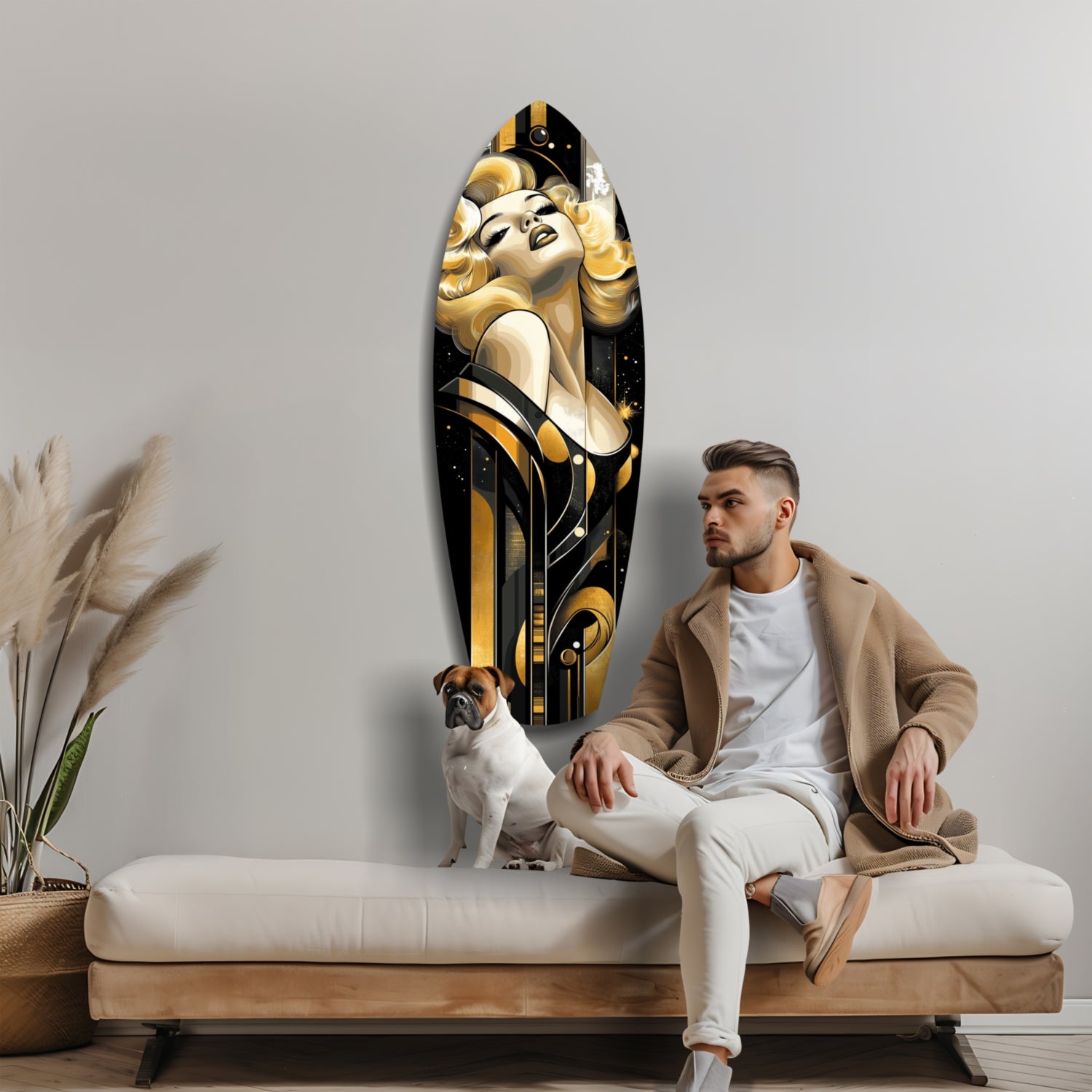 Golden Marilyn Monroe Glass Wall Art.