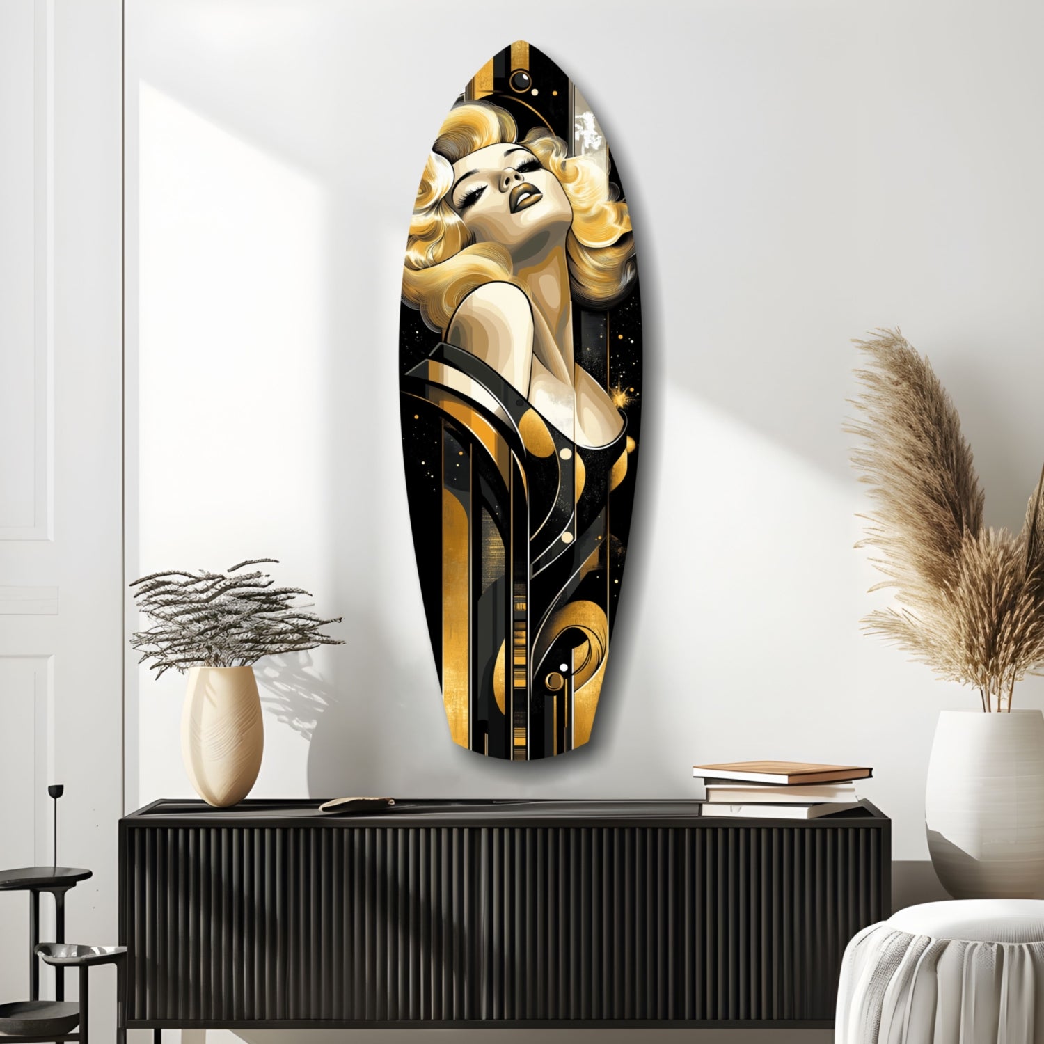 Golden Marilyn Monroe Glass Wall Art.