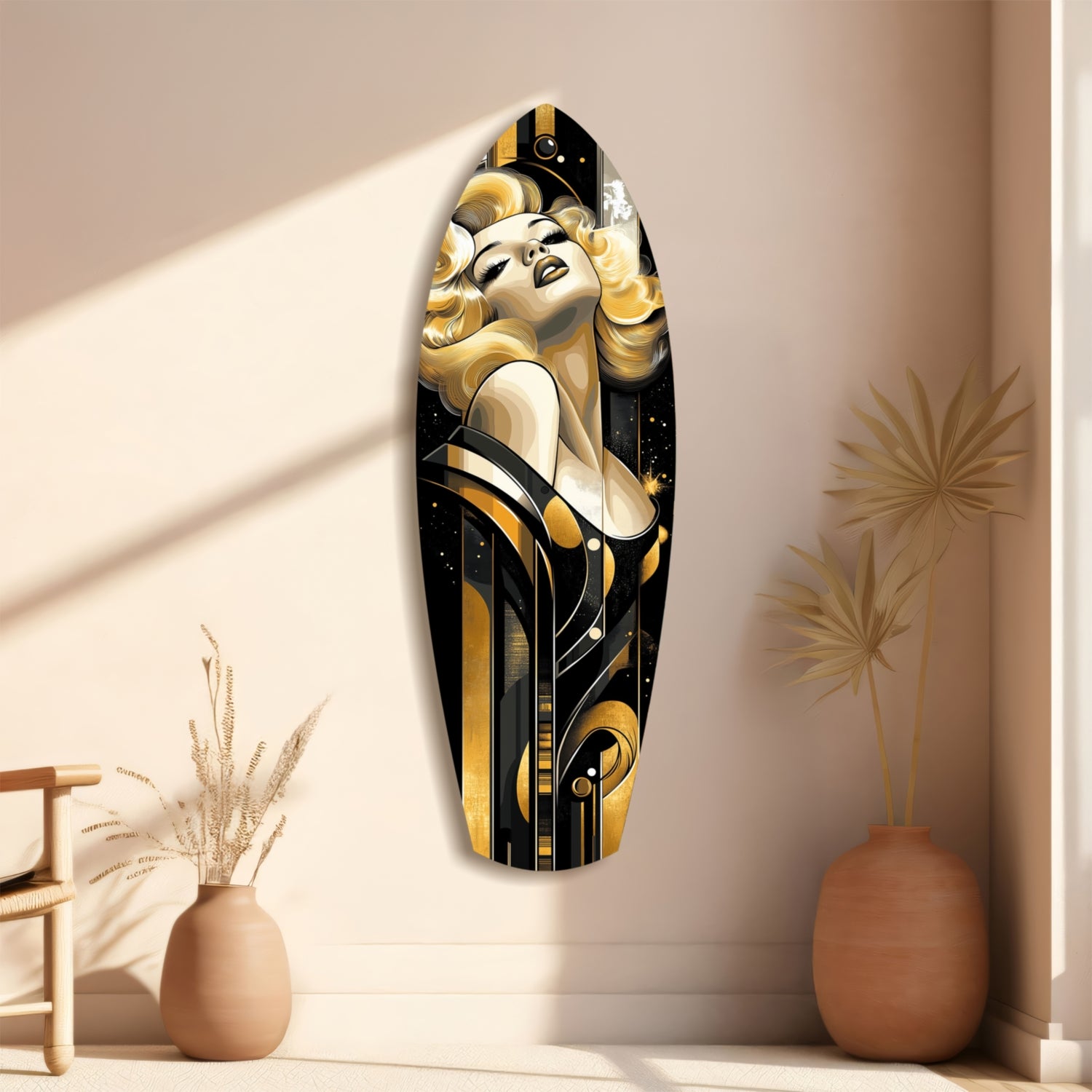 Golden Marilyn Monroe Glass Wall Art.