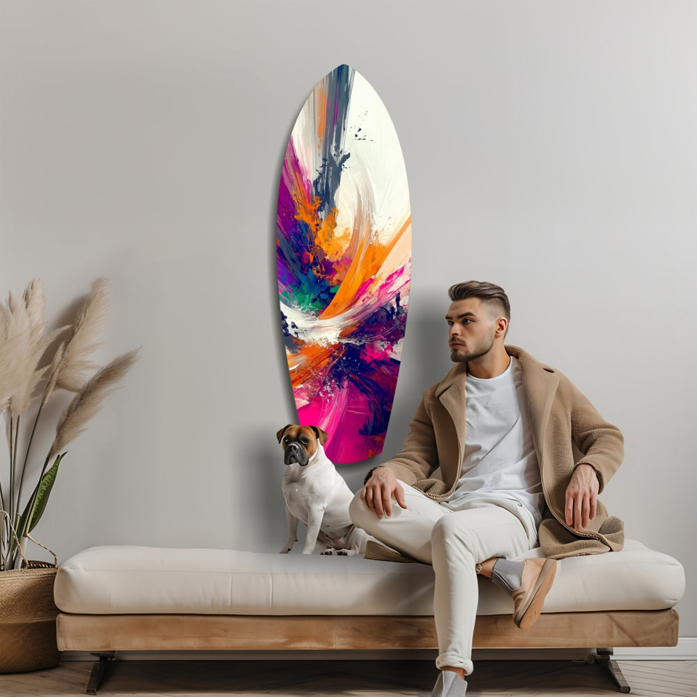 Abstract Paint Brushes Glass Wall Art.