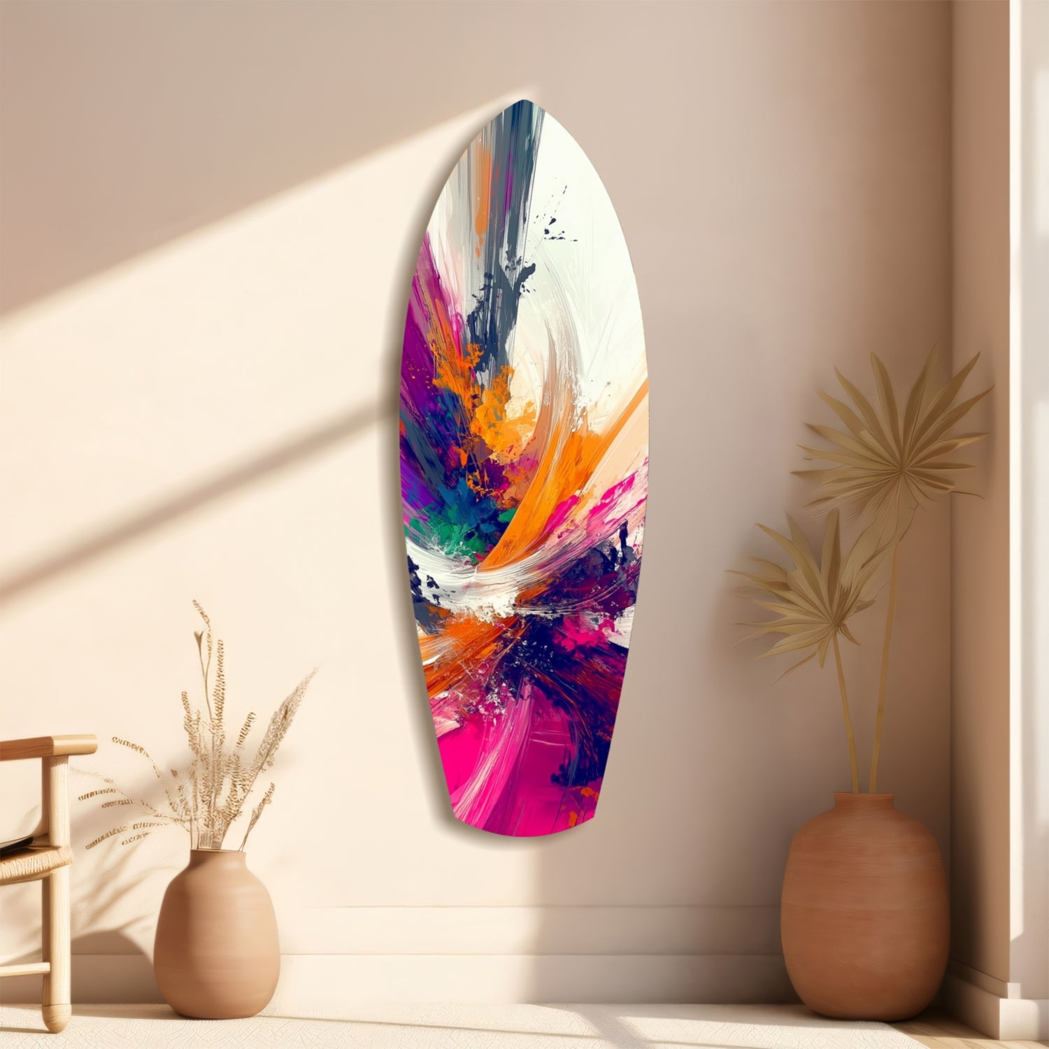 Abstract Paint Brushes Glass Wall Art.