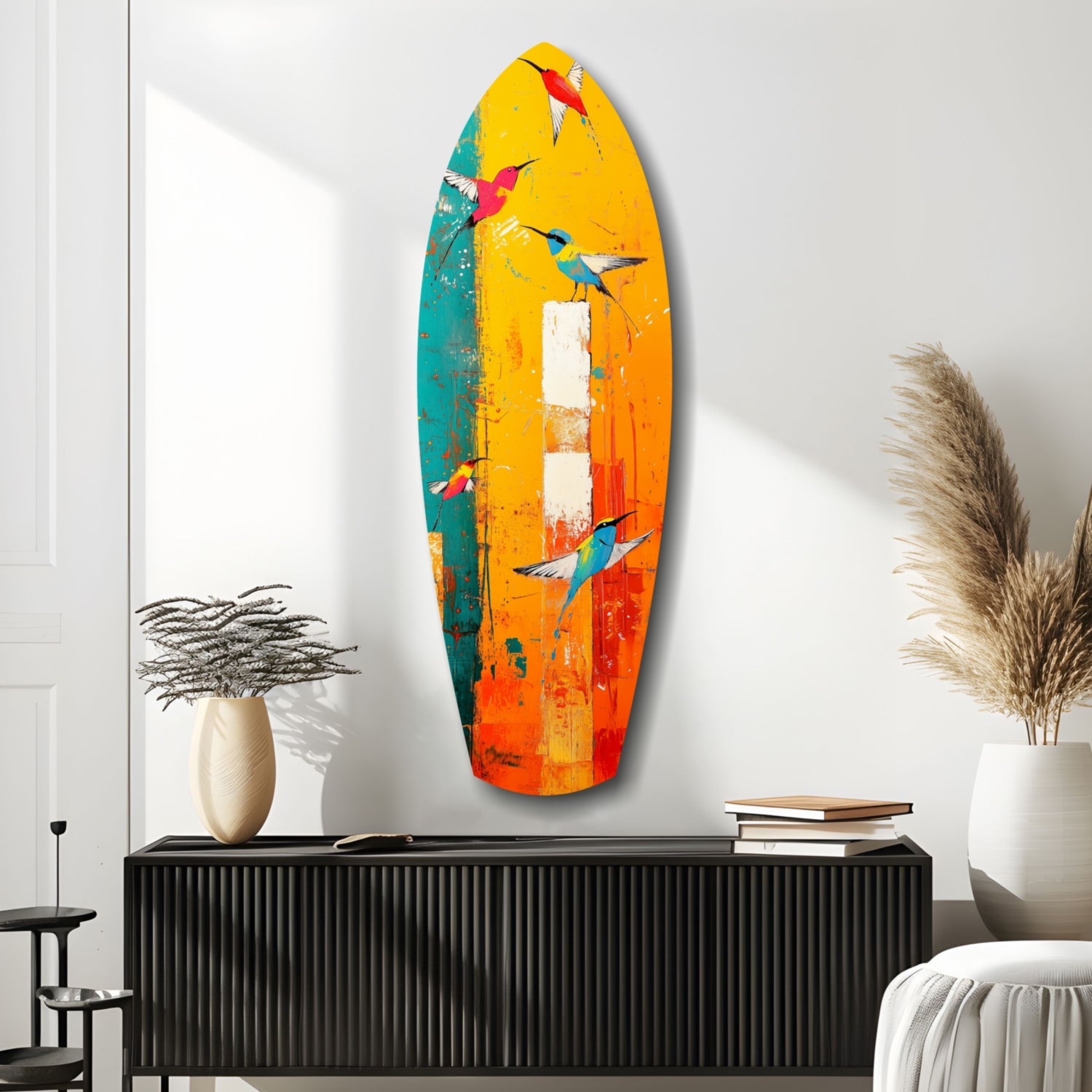 Birds in Colors Glass Wall Art.