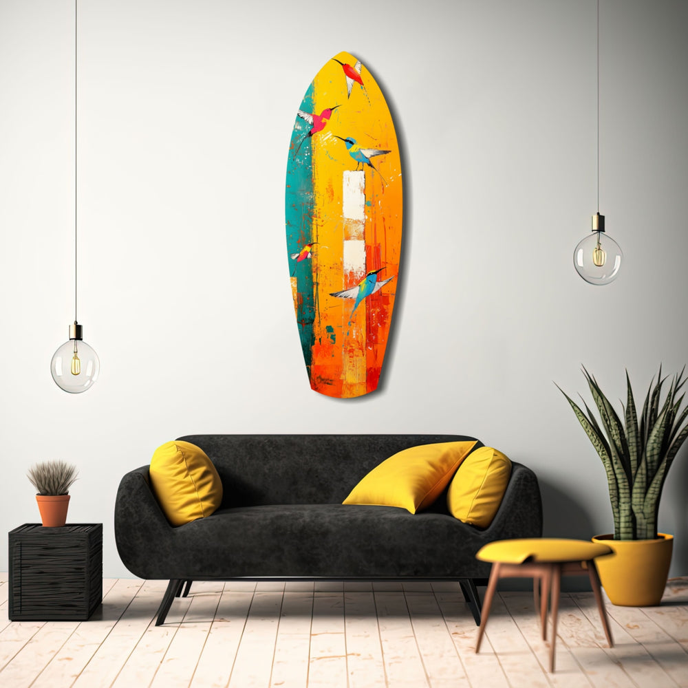 Birds in Colors Glass Wall Art.