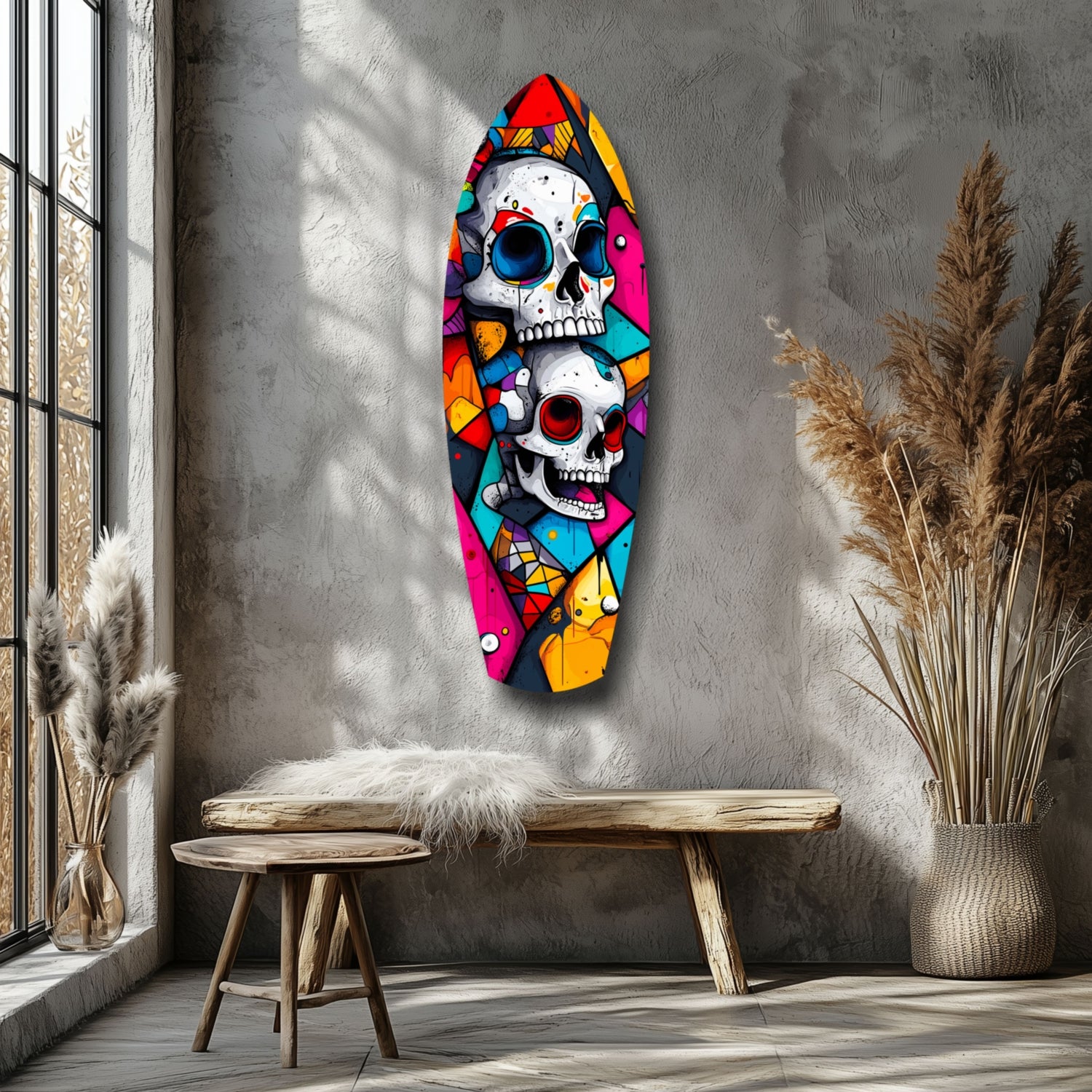 Vintage Skulls Glass Wall Art.