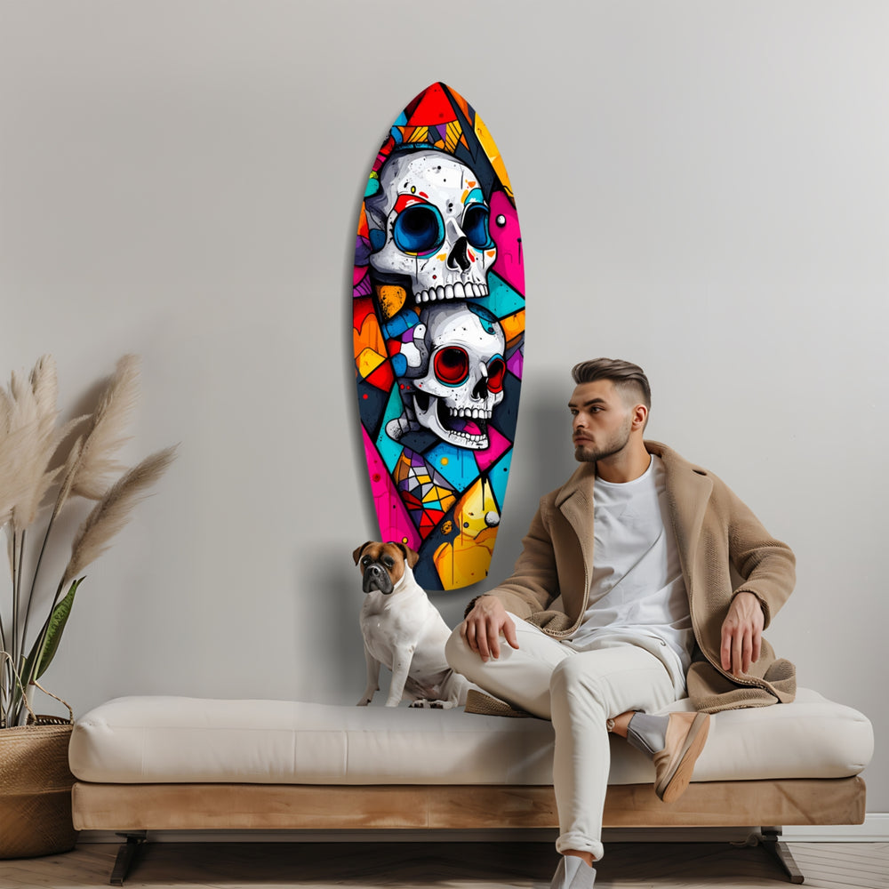Vintage Skulls Glass Wall Art.