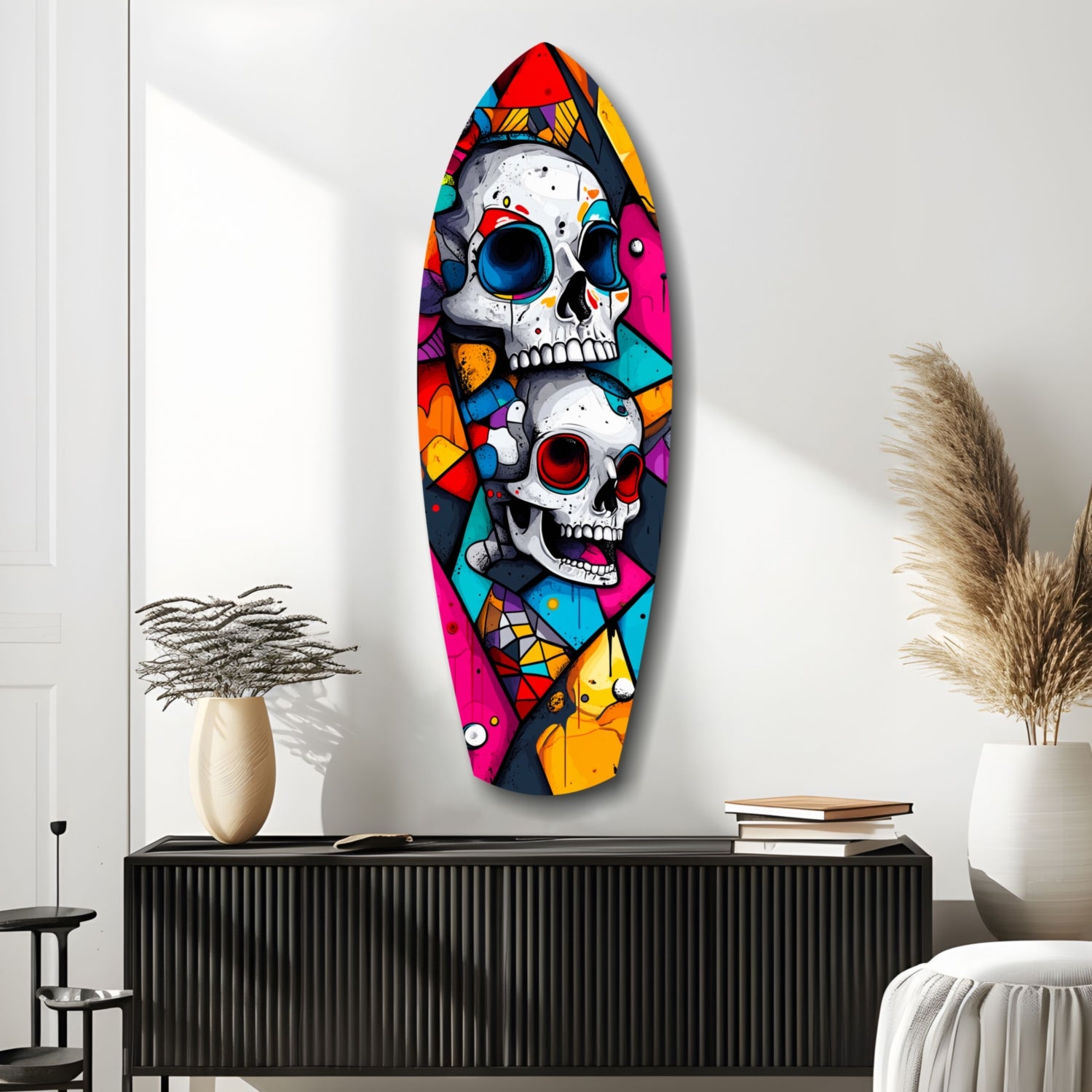 Vintage Skulls Glass Wall Art.