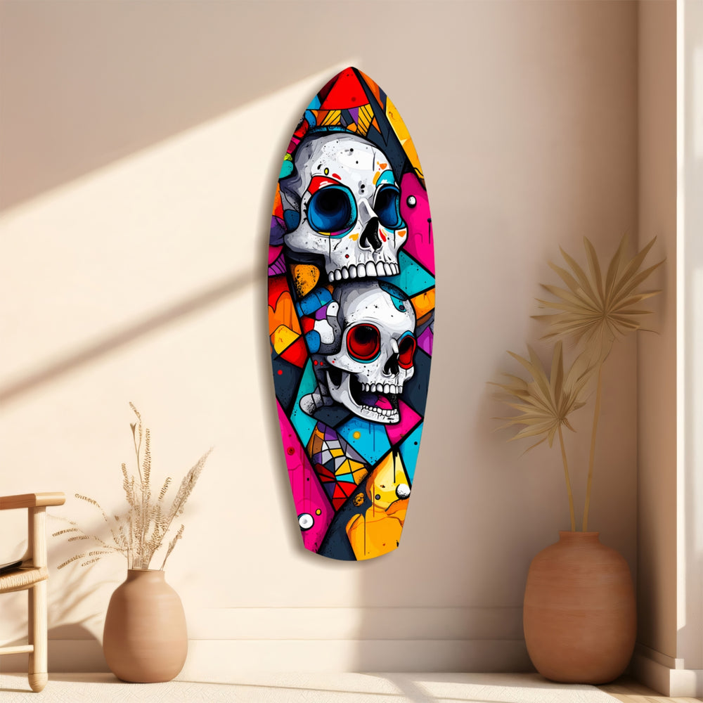Vintage Skulls Glass Wall Art.