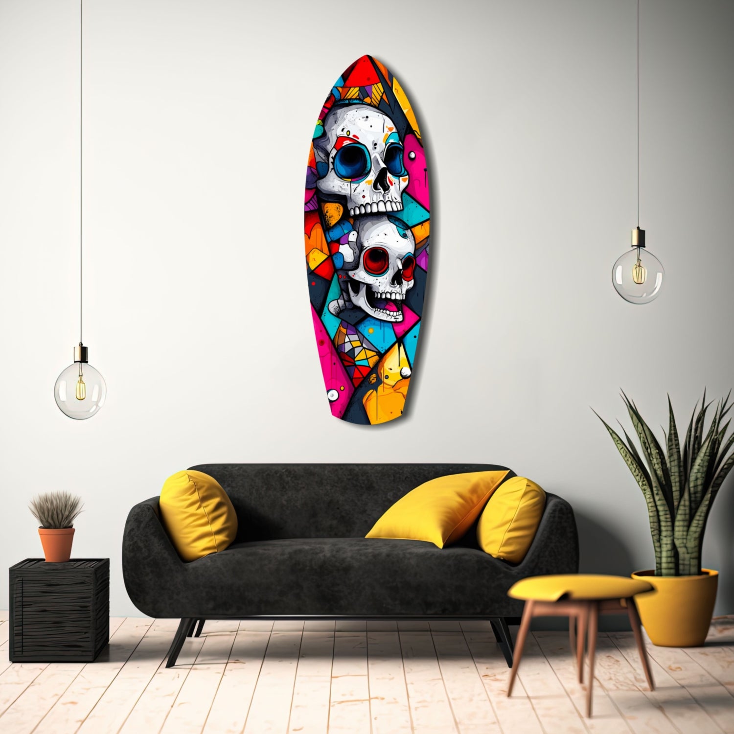 Vintage Skulls Glass Wall Art.
