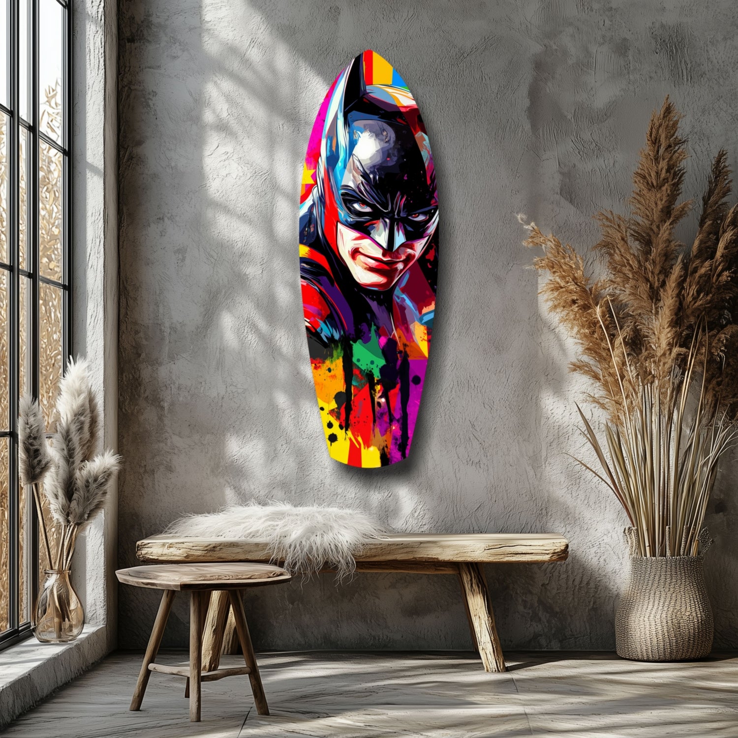 Shadowed Vigilante Glass Wall Art.
