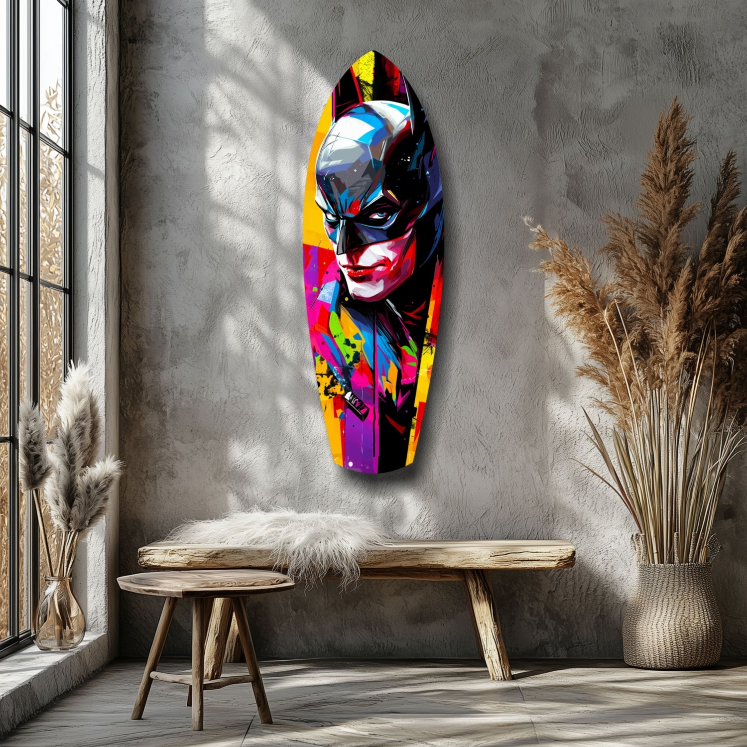 Shadowed Vigilante Glass Wall Art.