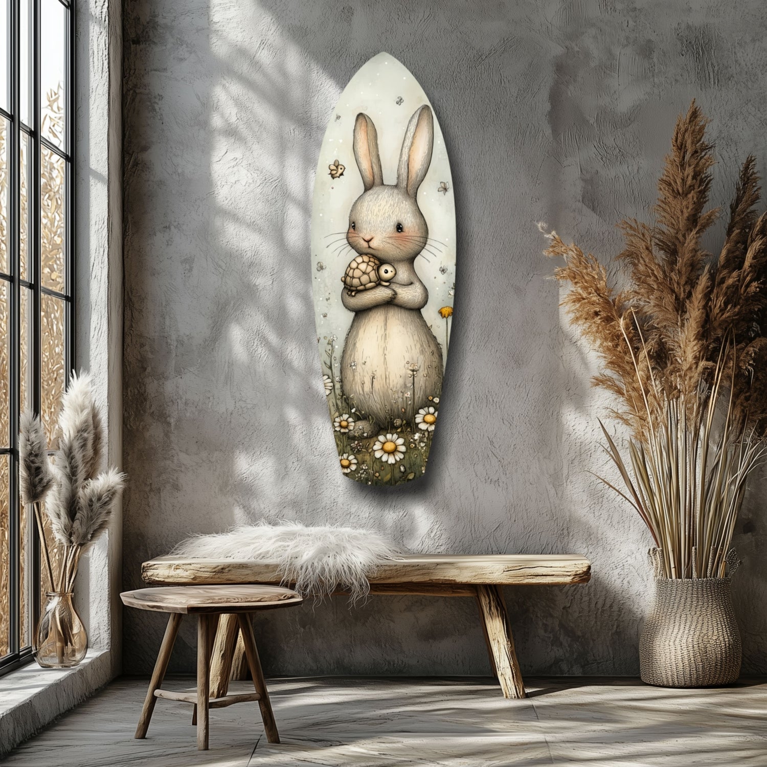 Cute Rabbit Glass Wall Art.