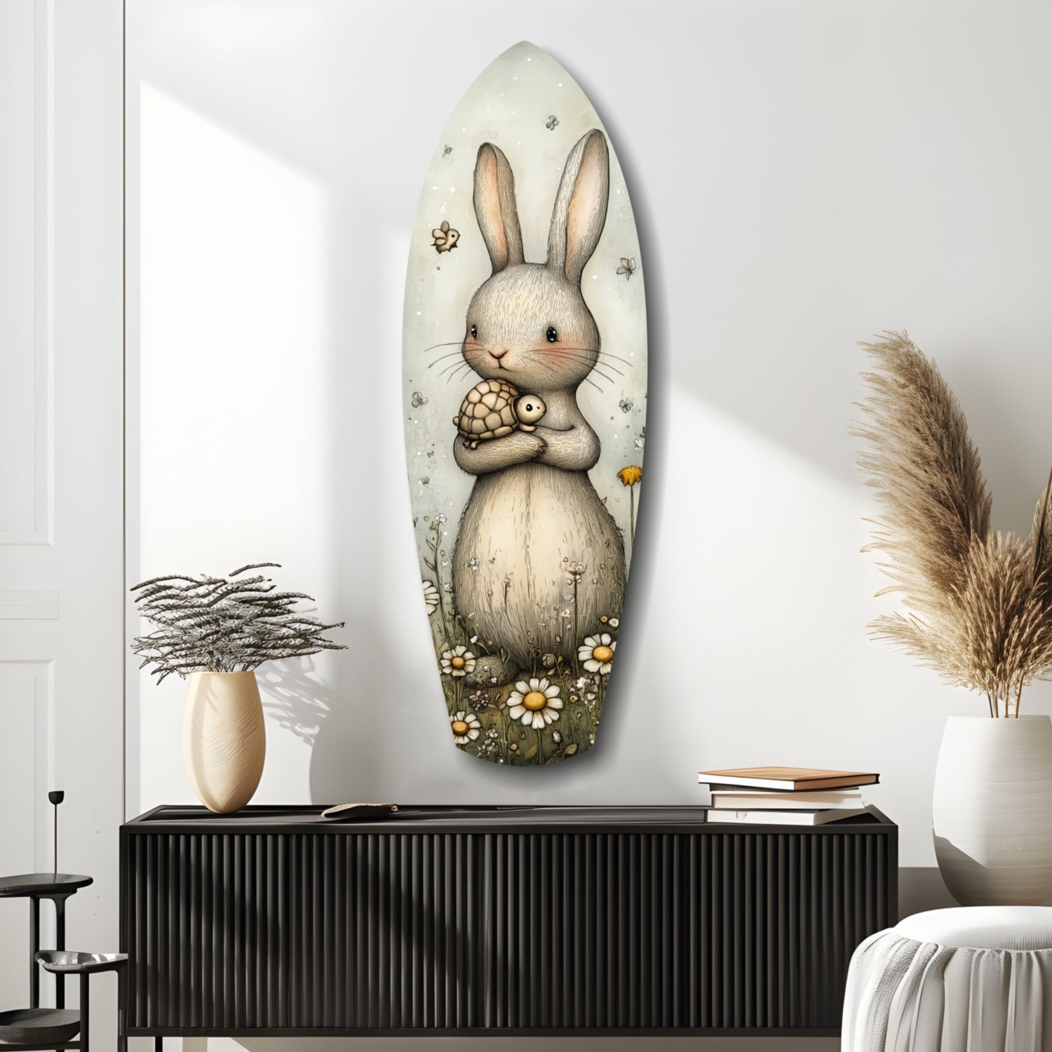 Cute Rabbit Glass Wall Art.