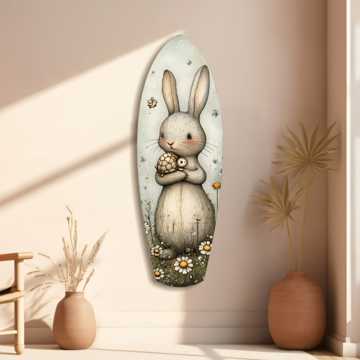 Cute Rabbit Glass Wall Art.