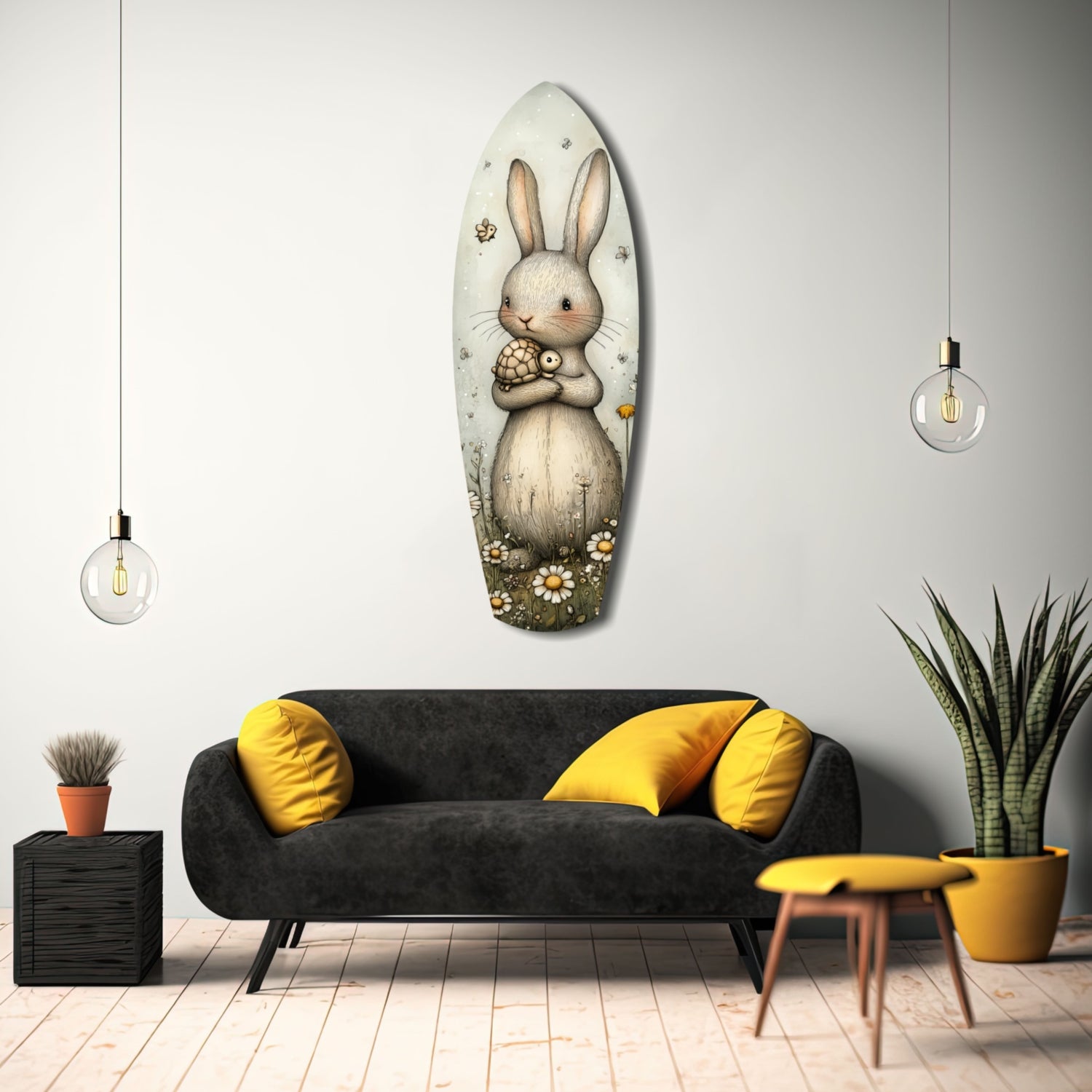 Cute Rabbit Glass Wall Art.
