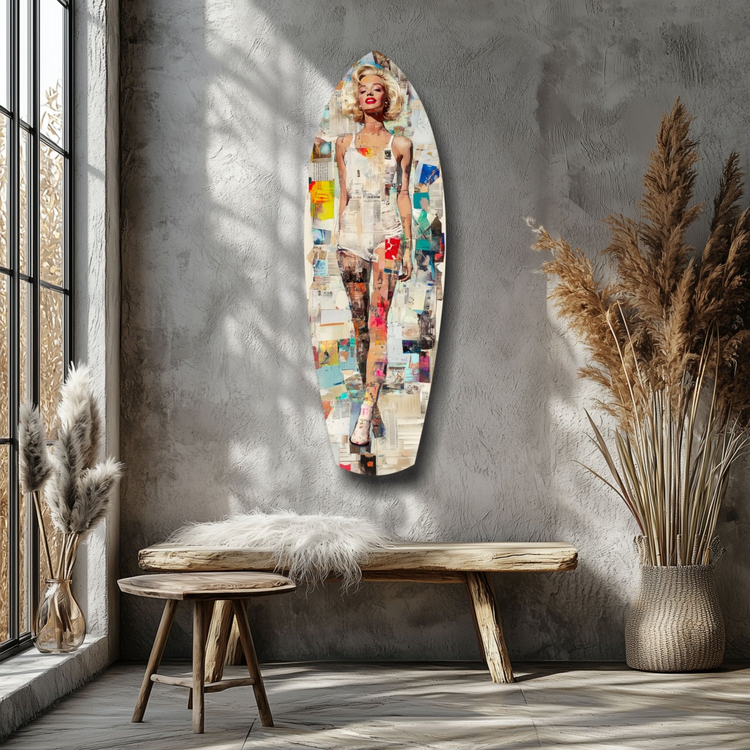 Marilyn in Vintage Swim Suit Glass Wall Art.