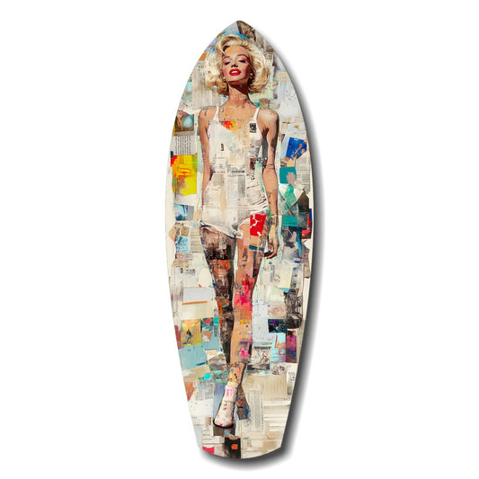Vintage Swimsuit Pin-Up Starlet Glass Wall Art