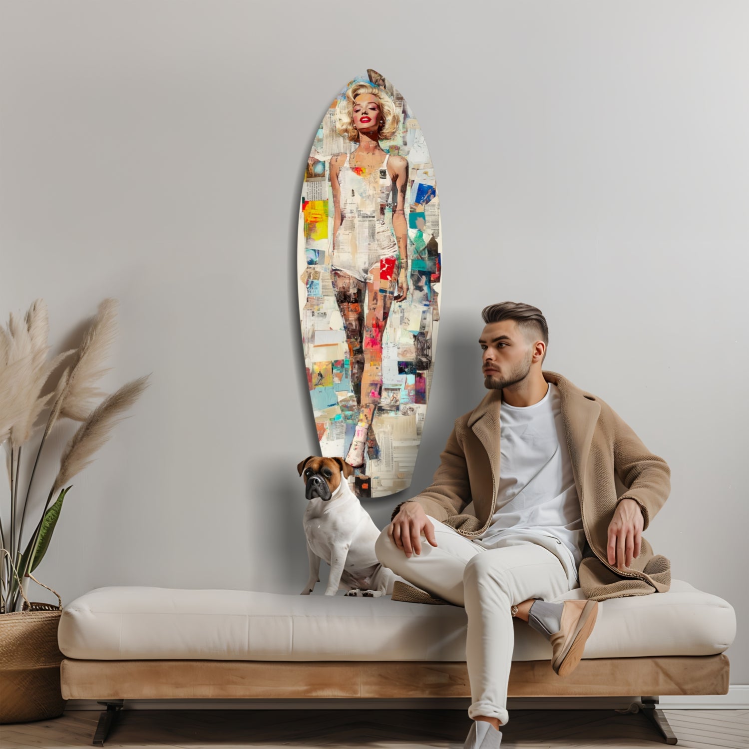 Marilyn in Vintage Swim Suit Glass Wall Art.