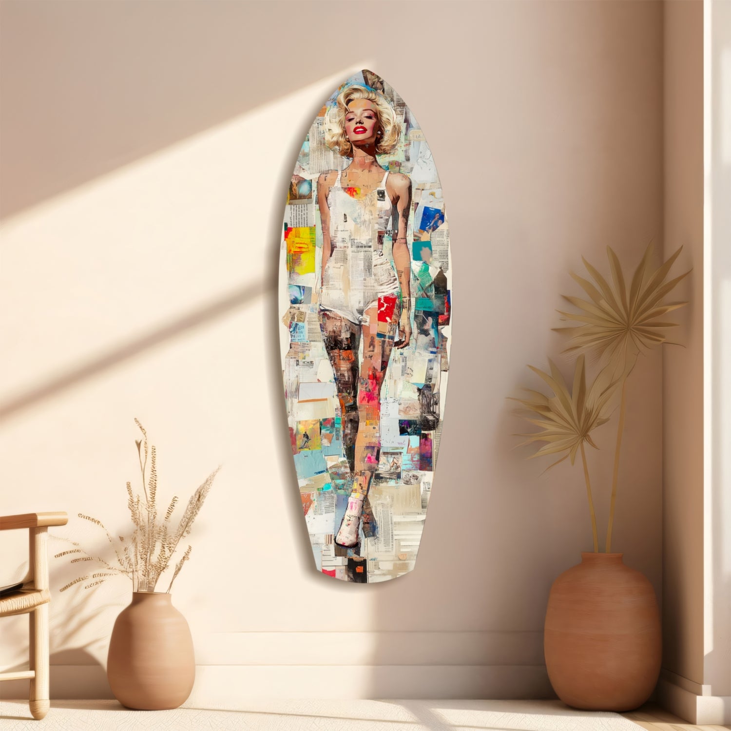 Marilyn in Vintage Swim Suit Glass Wall Art.