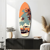 Sunset Ride 60s Vibes Glass Wall Art.