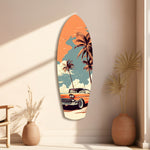 Sunset Ride 60s Vibes Glass Wall Art.