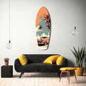Sunset Ride 60s Vibes Glass Wall Art.