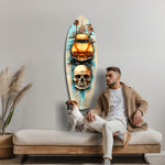 Retro Rides Rebel Skulls Glass Wall Art.