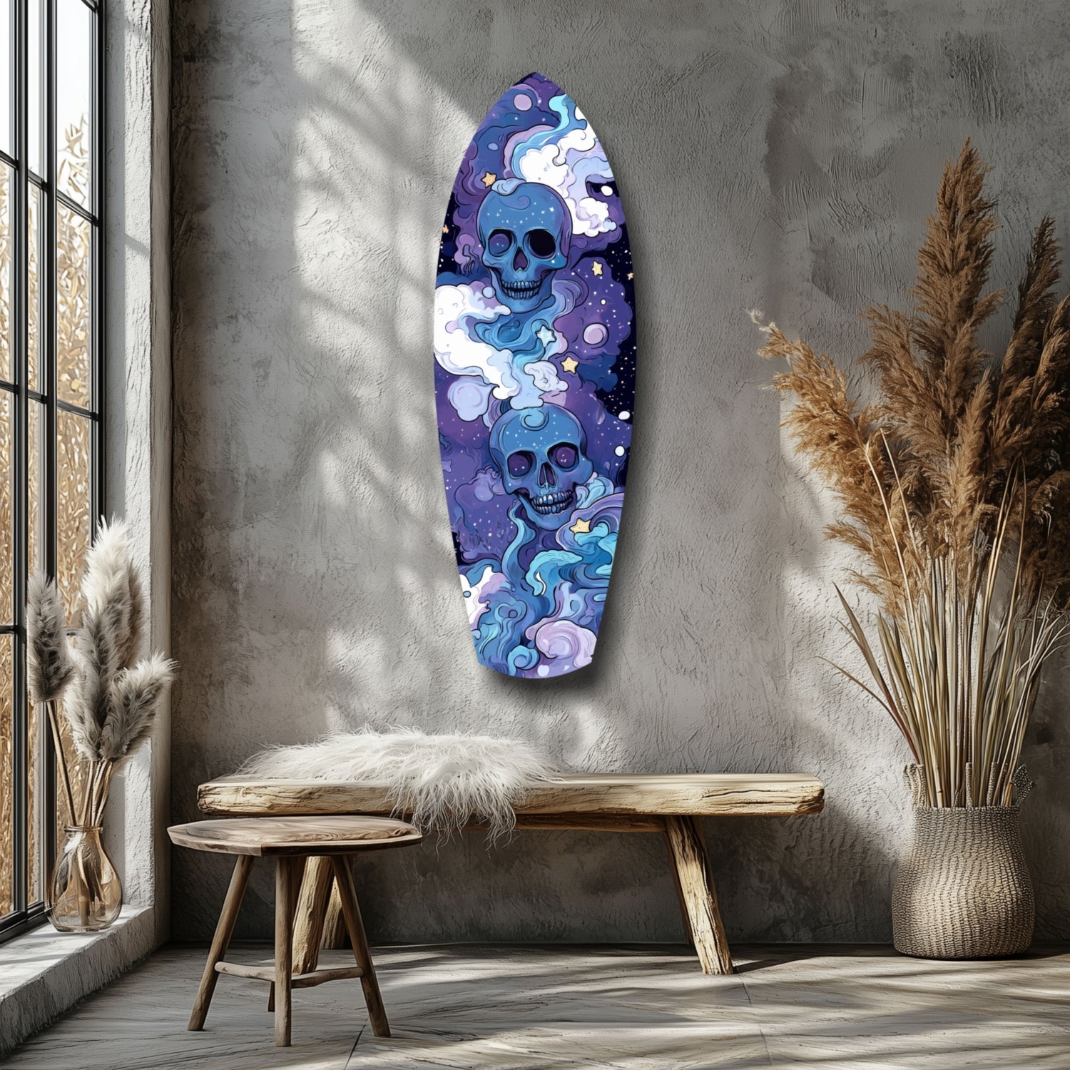 Midnight Skull Nocturnal Shadows Glass Wall Art.