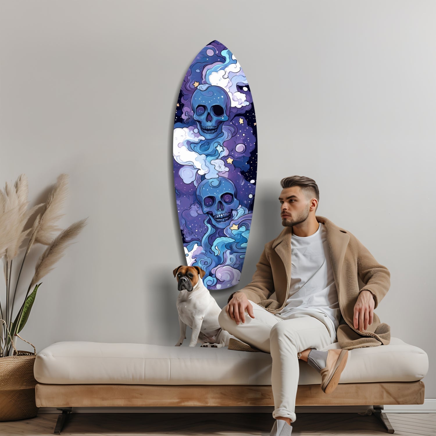 Midnight Skull Nocturnal Shadows Glass Wall Art.