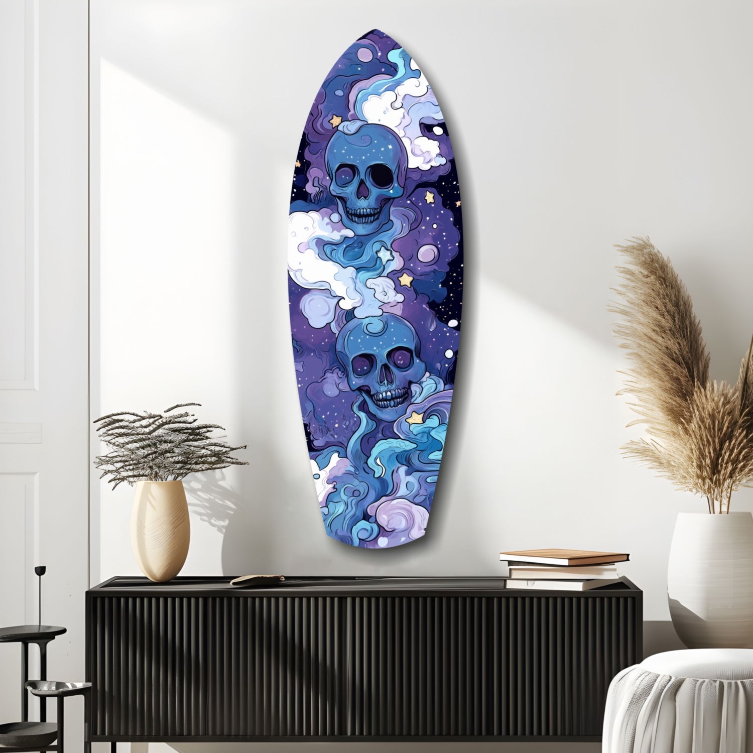 Midnight Skull Nocturnal Shadows Glass Wall Art.